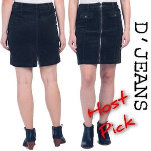 D. JEANS Front Zip Corduroy New Skirt Olive Green